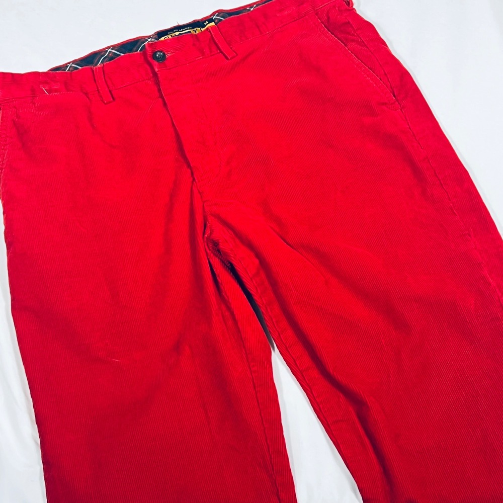 Ralph Lauren Rugby Mens Red Corduroy Pants Straight Leg Cotton Trousers 34x32